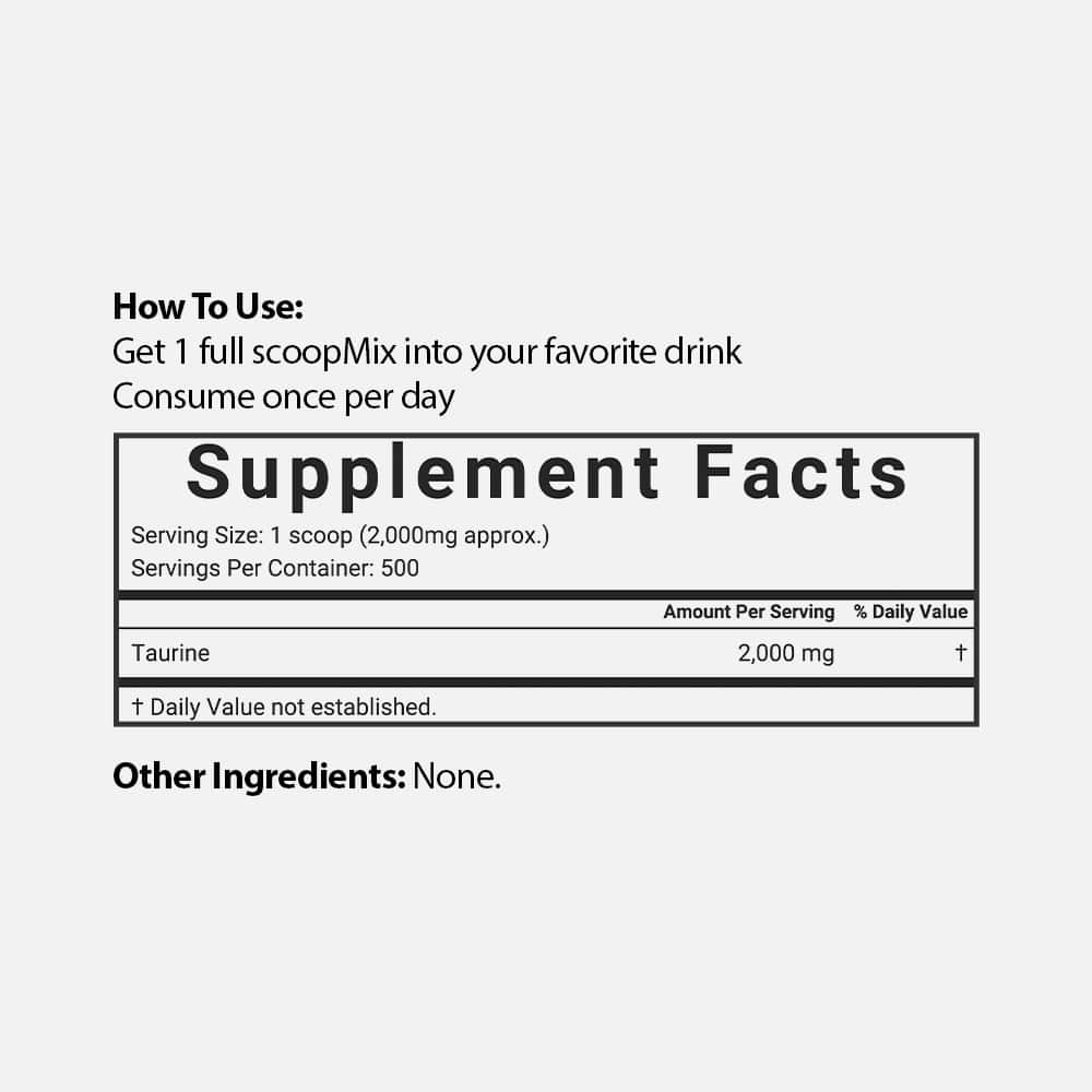 Taurine Powder 2000mg - 1kg Unflavored