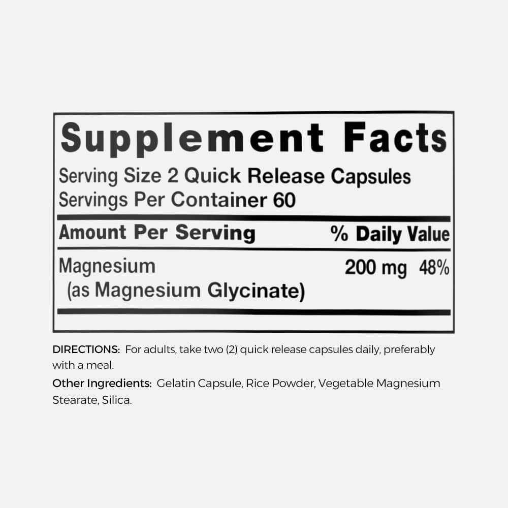 Magnesium Glycinate 200mg - 120 Capsules
