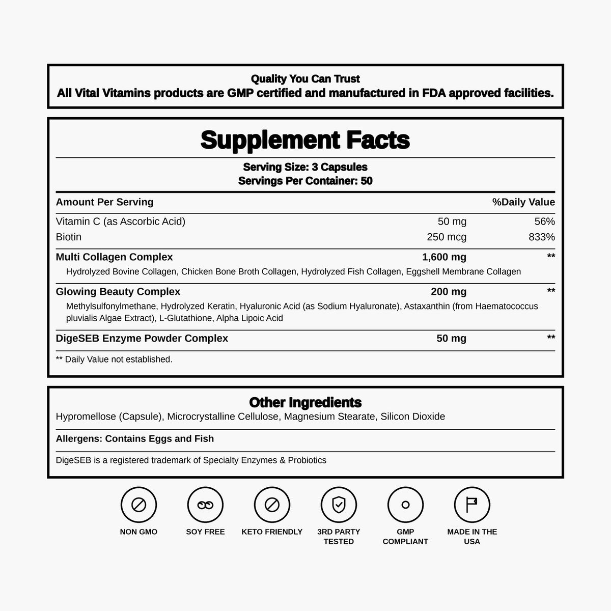 Vital Vitamins - Multi Collagen Complex Plus - 150 Capsules