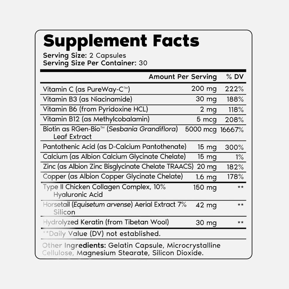 Hair Growth Vitamins with Biotin 5000mcg - 60 Capsules