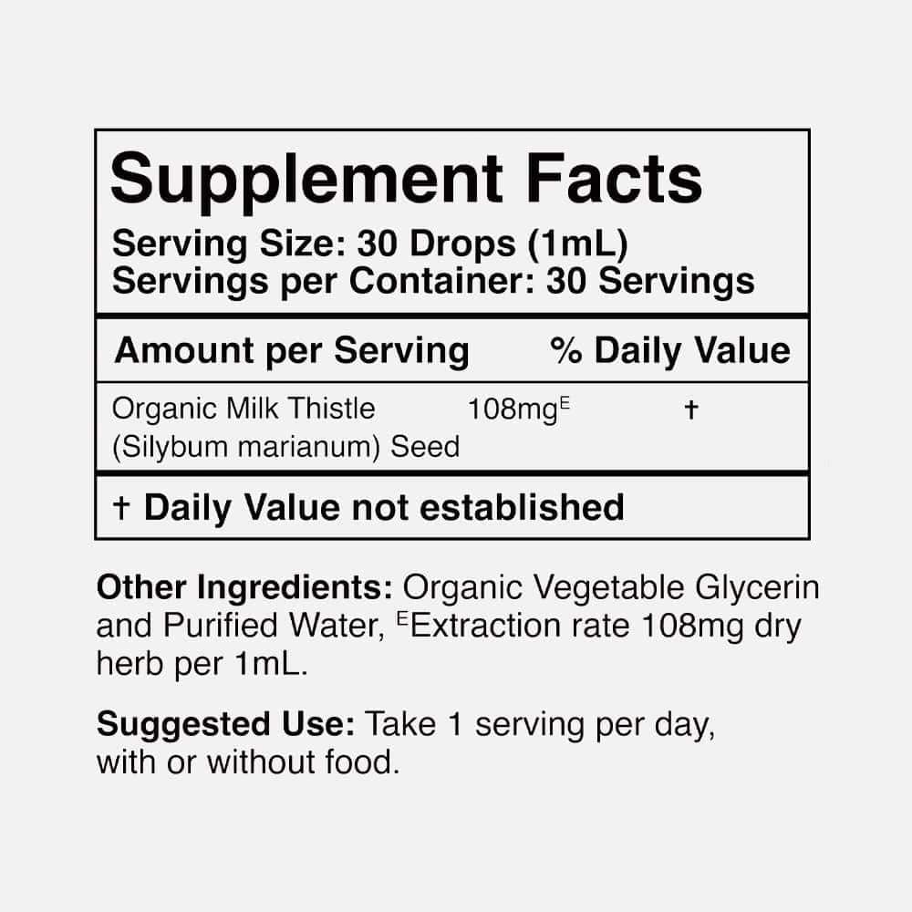 Organic Milk Thistle Extract 108mg - 30 Liquid Servings