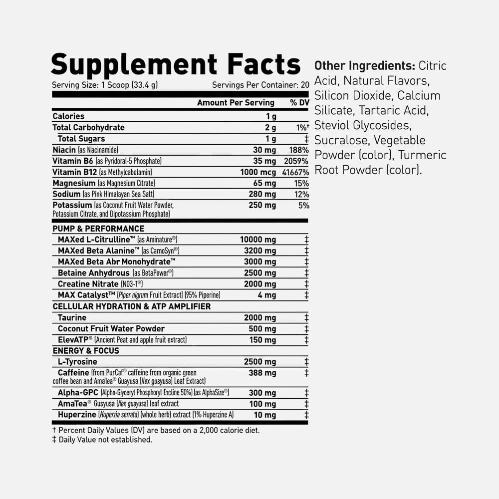 Kaged Pre-Workout Elite 388mg Caffeine 20 Servings Powder - Strawberry lemonade