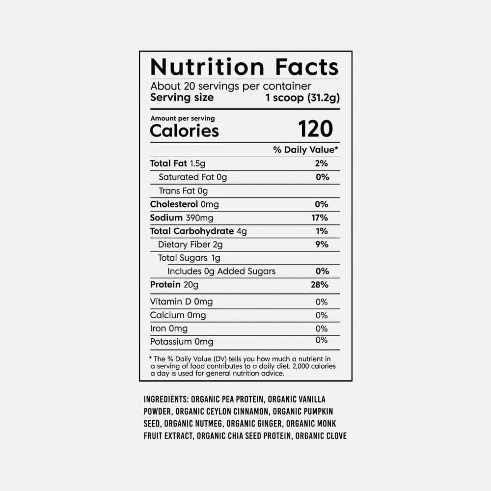 Organic Pea Protein 20g (Pumpkin Spice) - 20 Servings Powder