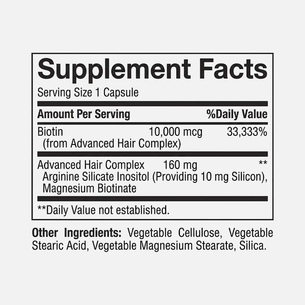 Hair Growth Supplement with Biotin 1 Per Day - 90 Capsules