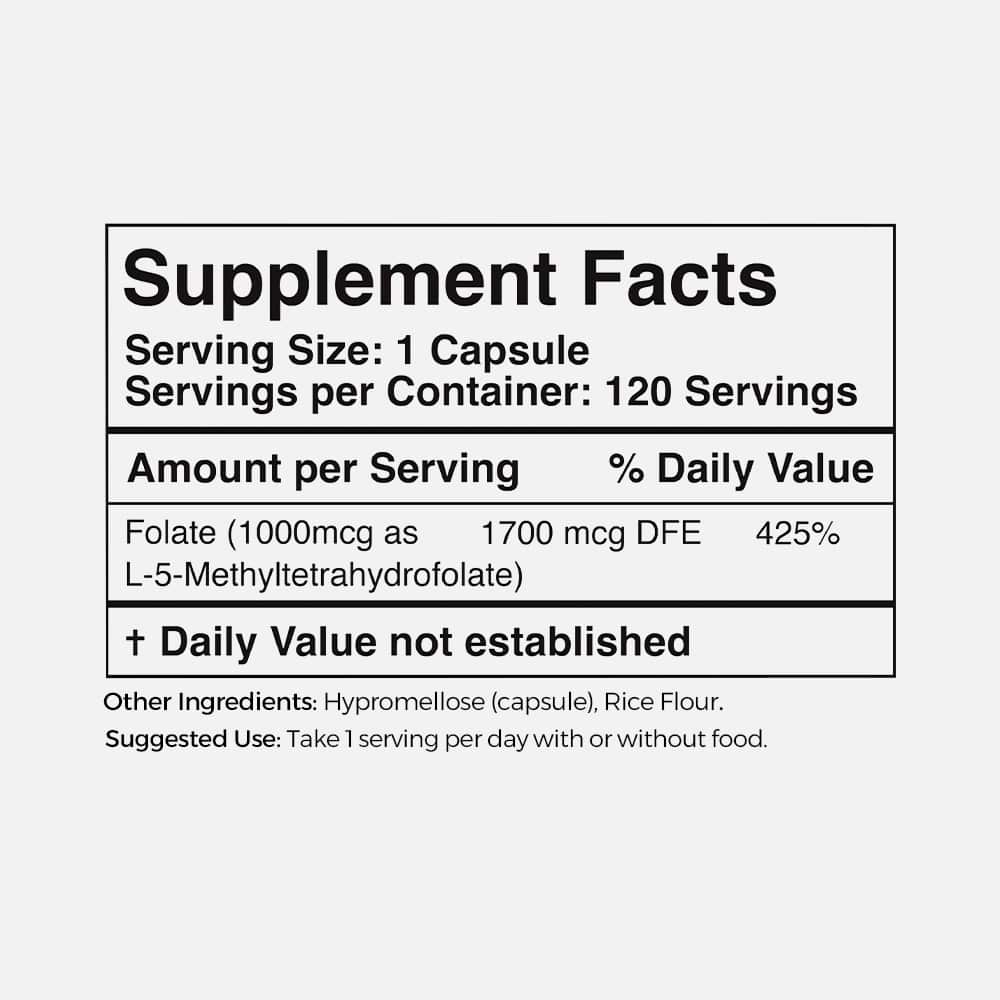 Methylfolate 1,000mcg - 120 Capsules