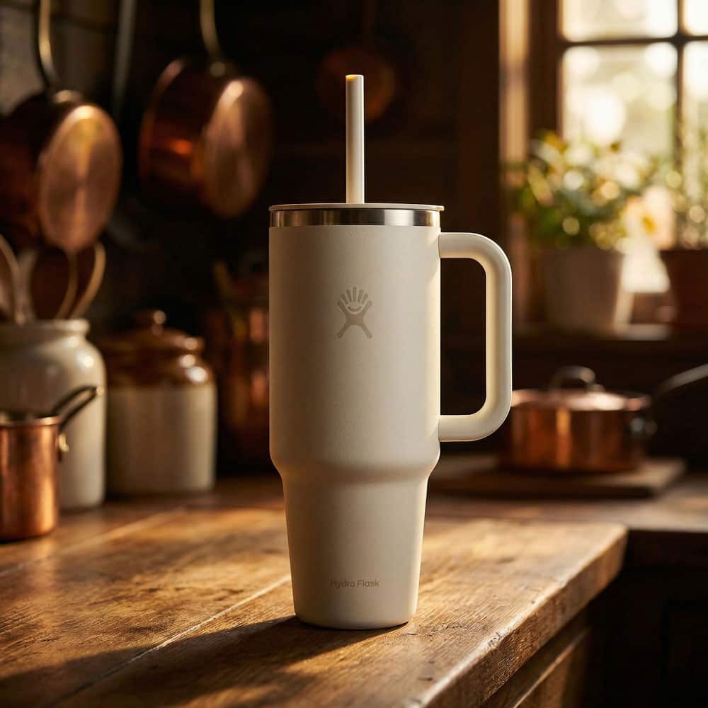 Hydro Flask Travel Tumbler 40oz - Ivory Stainless Steel