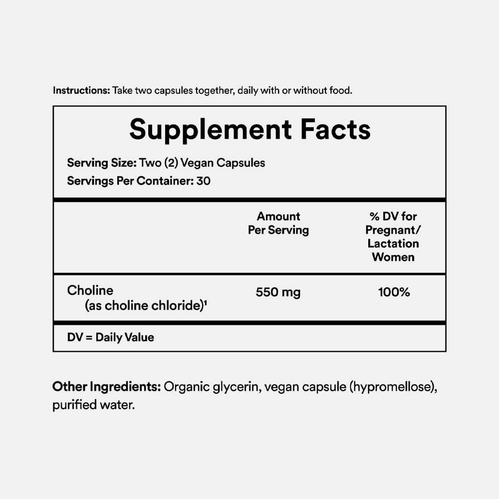 Natal Choline 550mg - 60 Vegan Capsules