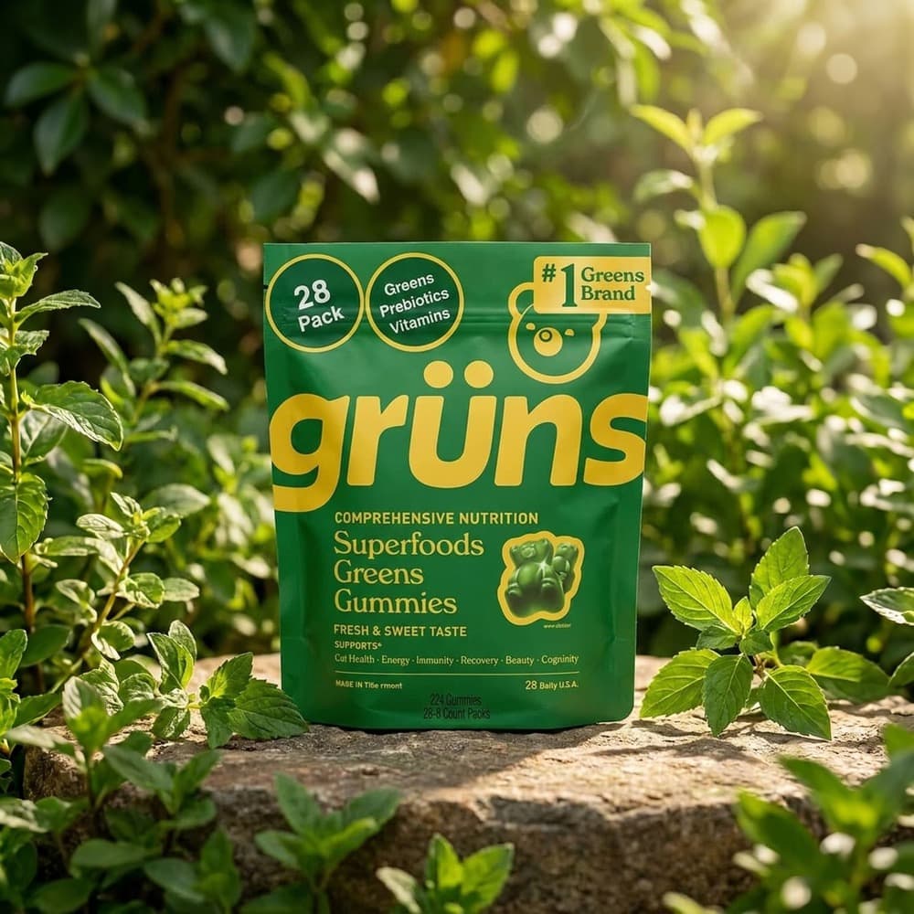 Grüns - Super Greens Multivitamin Gummies - Strawberry 28 Count