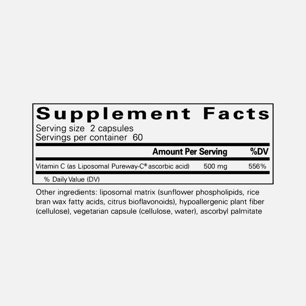 Liposomal Vitamin C 500mg (PureWay-C) - 120 Capsules