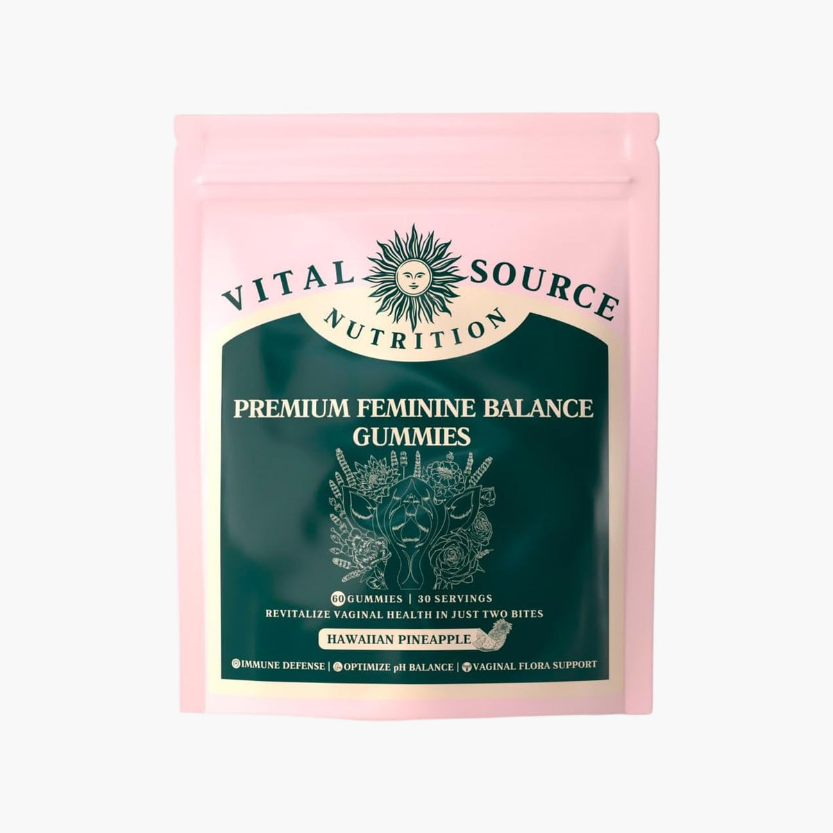 Vital Source Nutrition - Feminine Balance Gummies - Hawaiian Pineapple - 60 Gummies