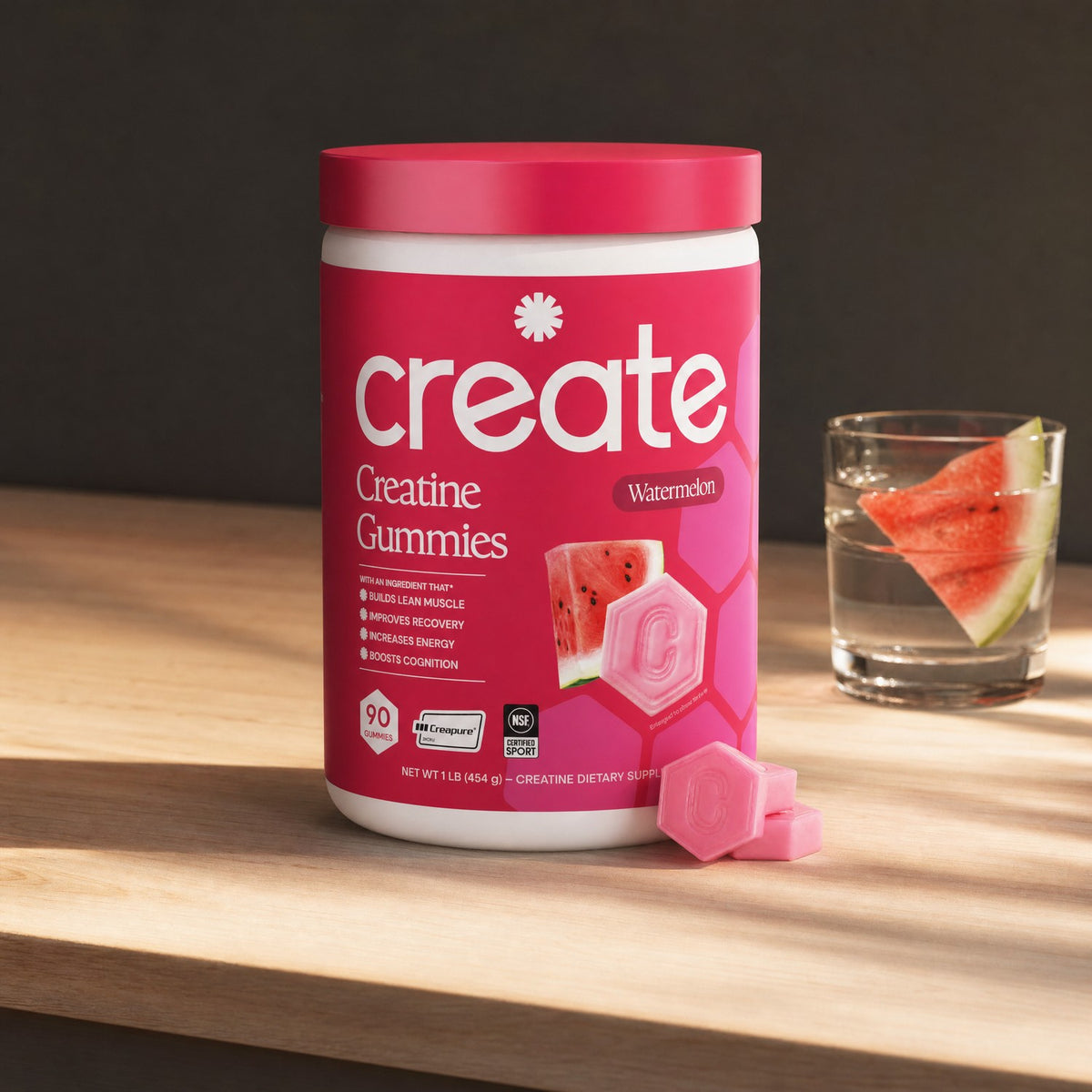 Create - Creatine Monohydrate Gummies - Watermelon - 60 Count