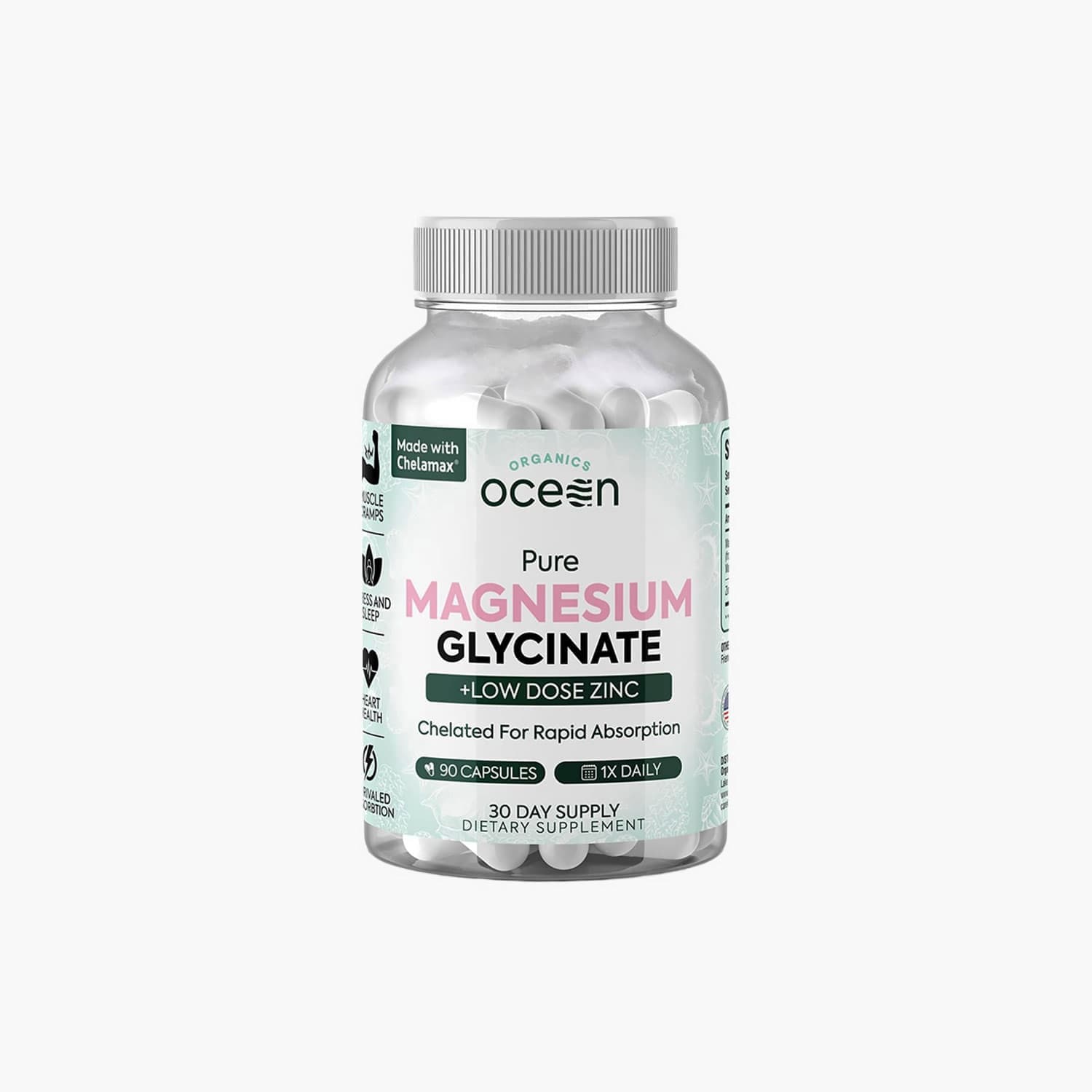 Organics Ocean - Magnesium Glycinate with Zinc - 90 Capsules
