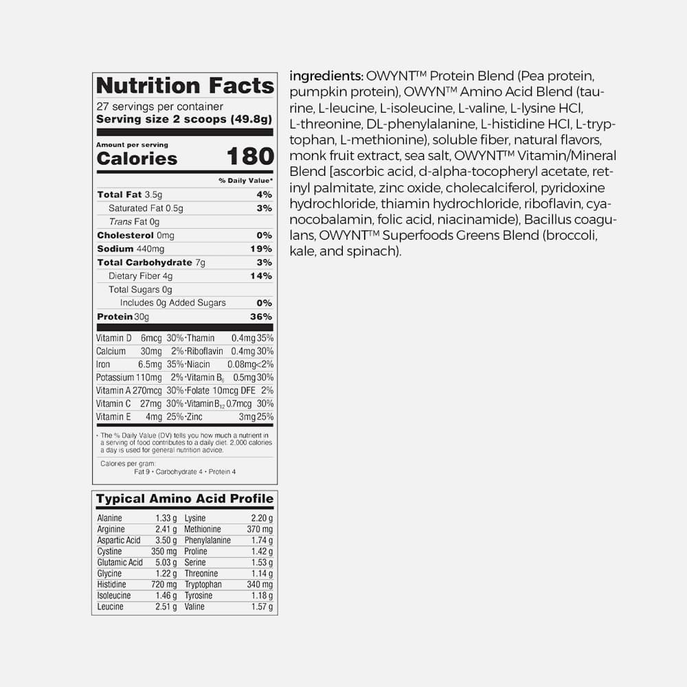 OWYN Pro Elite Vegan Protein 30g - 2.9 lb Powder