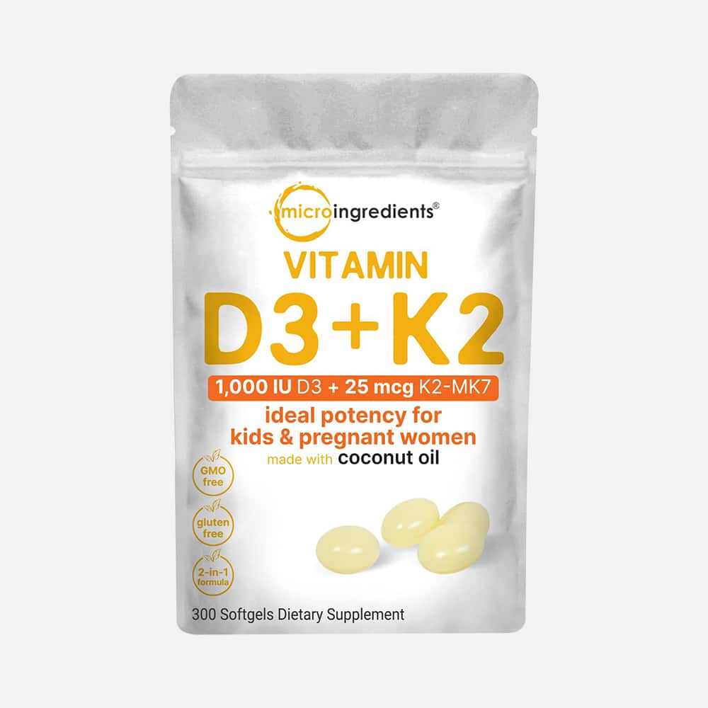 Vitamin D3 1,000 IU + K2 MK-7 25mcg - 300 Softgels