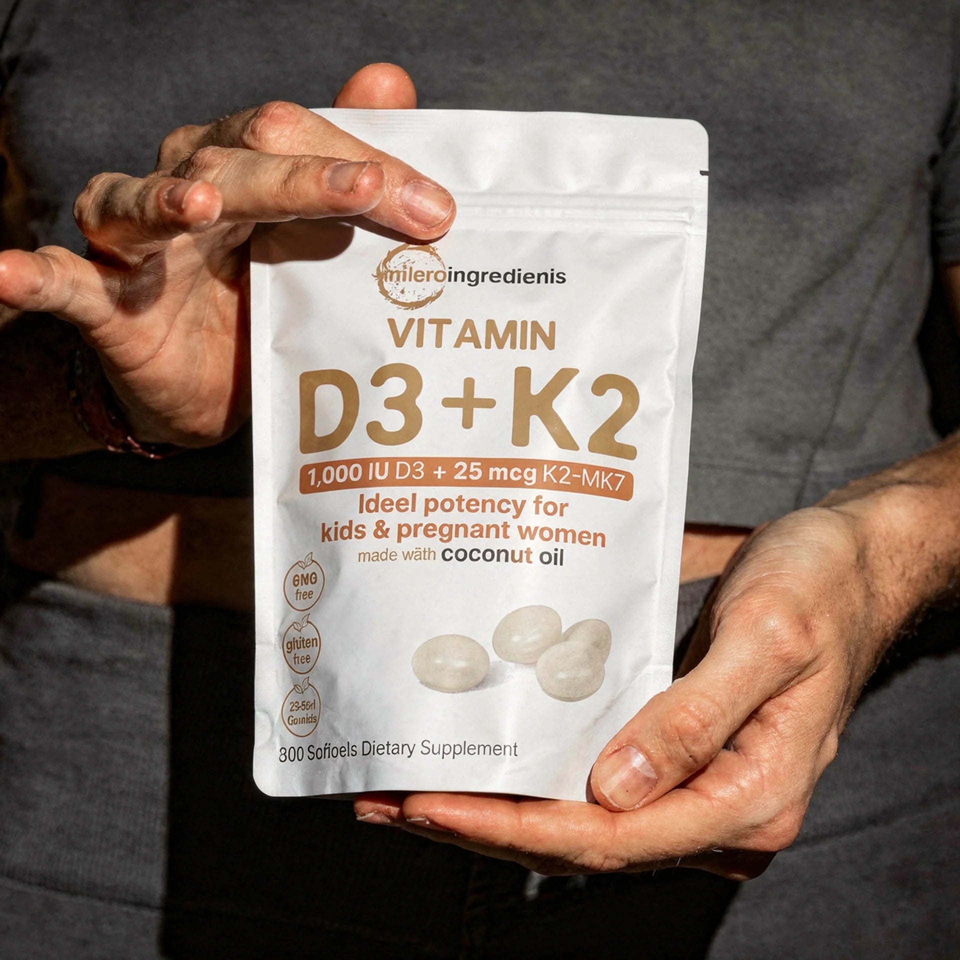 Vitamin D3 1,000 IU + K2 MK-7 25mcg - 300 Softgels