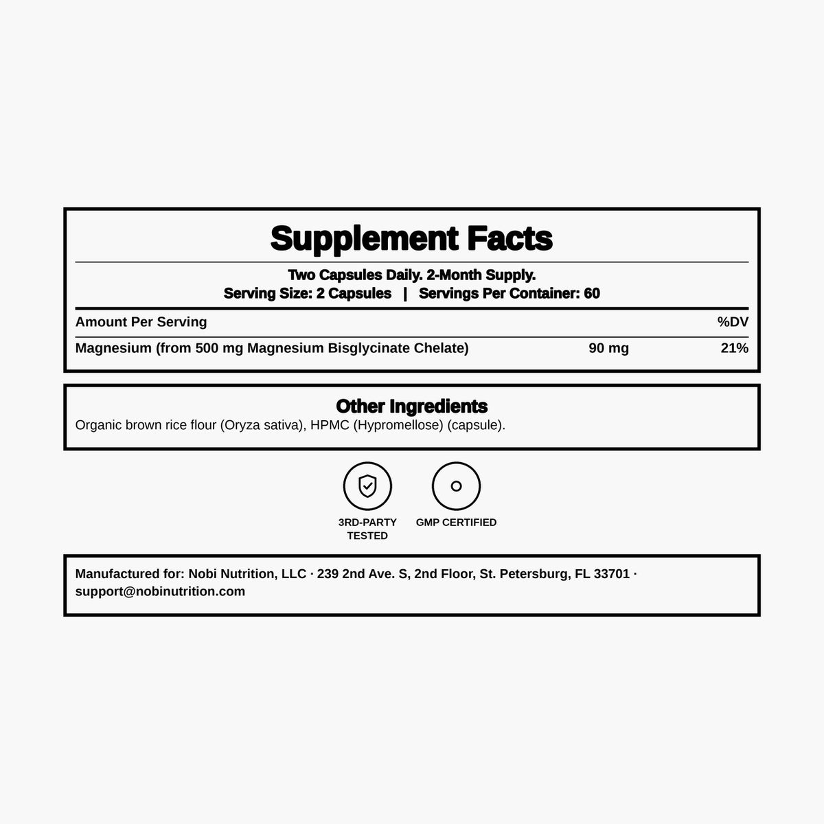Nobi Nutrition - Magnesium Glycinate 500mg - 120 Capsules