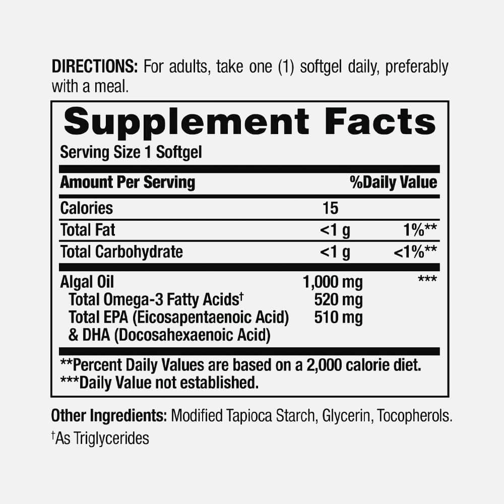 Plant-Based Omega-3 520mg - 30 Vegetarian Softgels