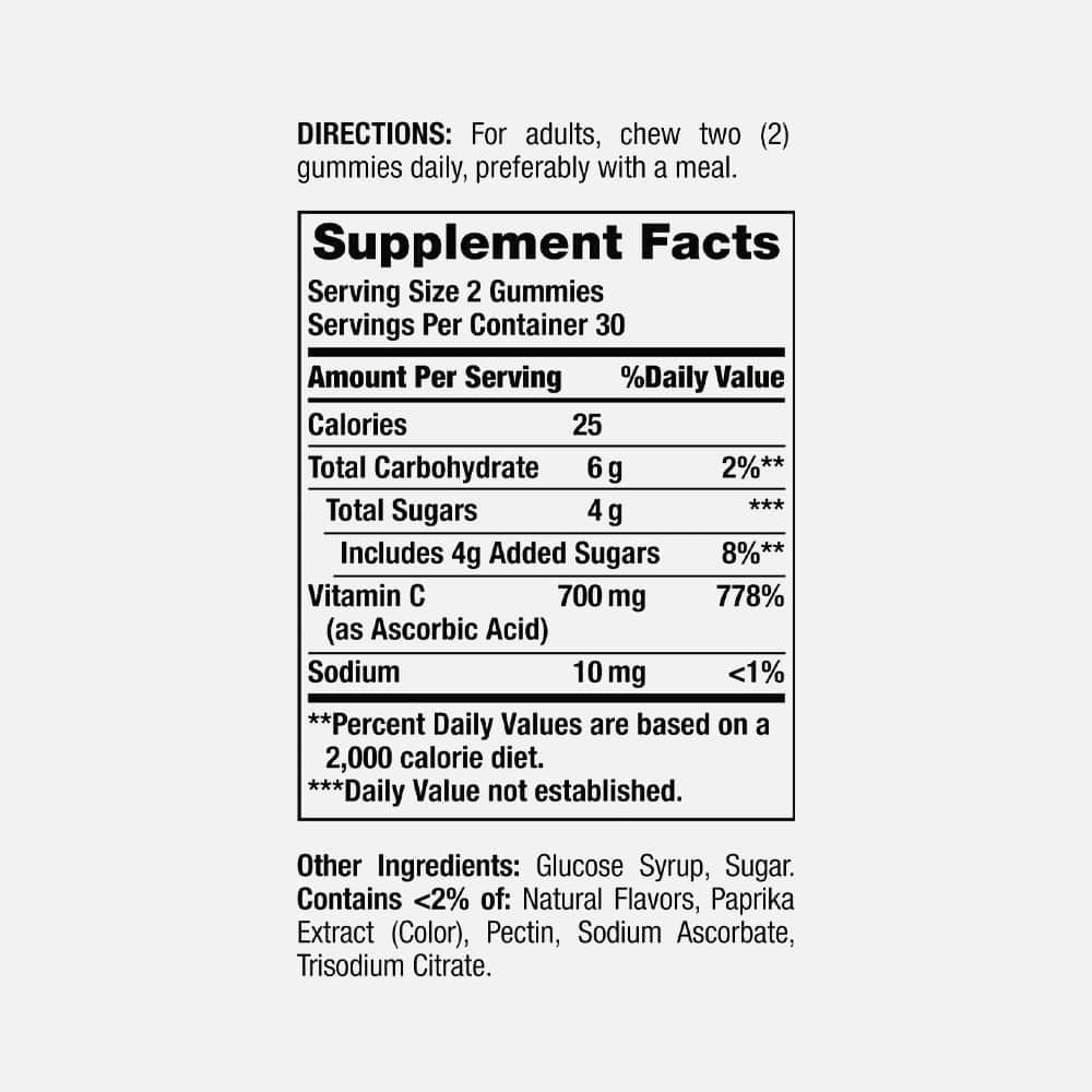 Vitamin C 700mg - 60 Orange Flavor Gummies