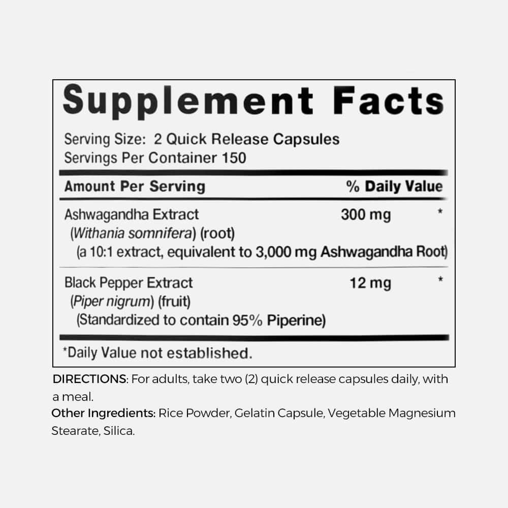 Ashwagandha Root Extract 3000mg - 300 Capsules