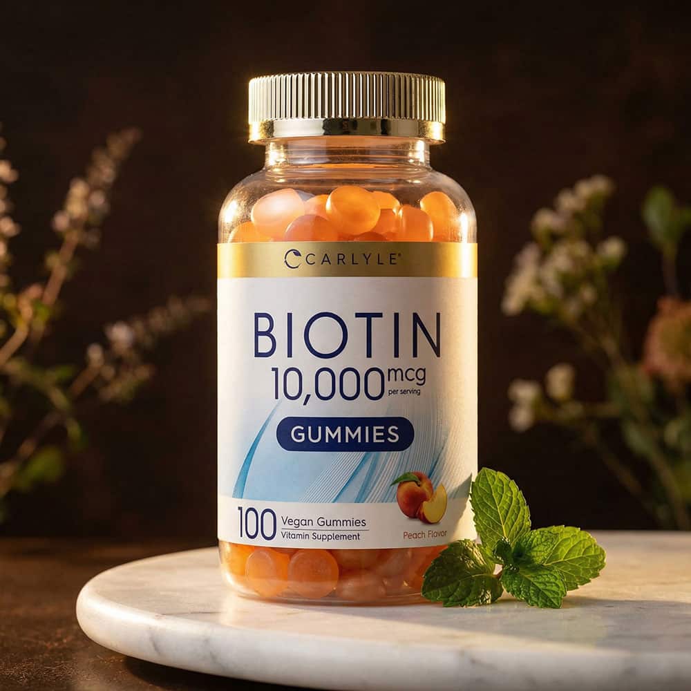 Biotin 10000mcg - 100 Vegan Gummies (Peach Flavor)