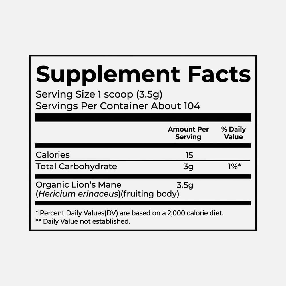Organic Lion's Mane Powder 1g - 104 Servings