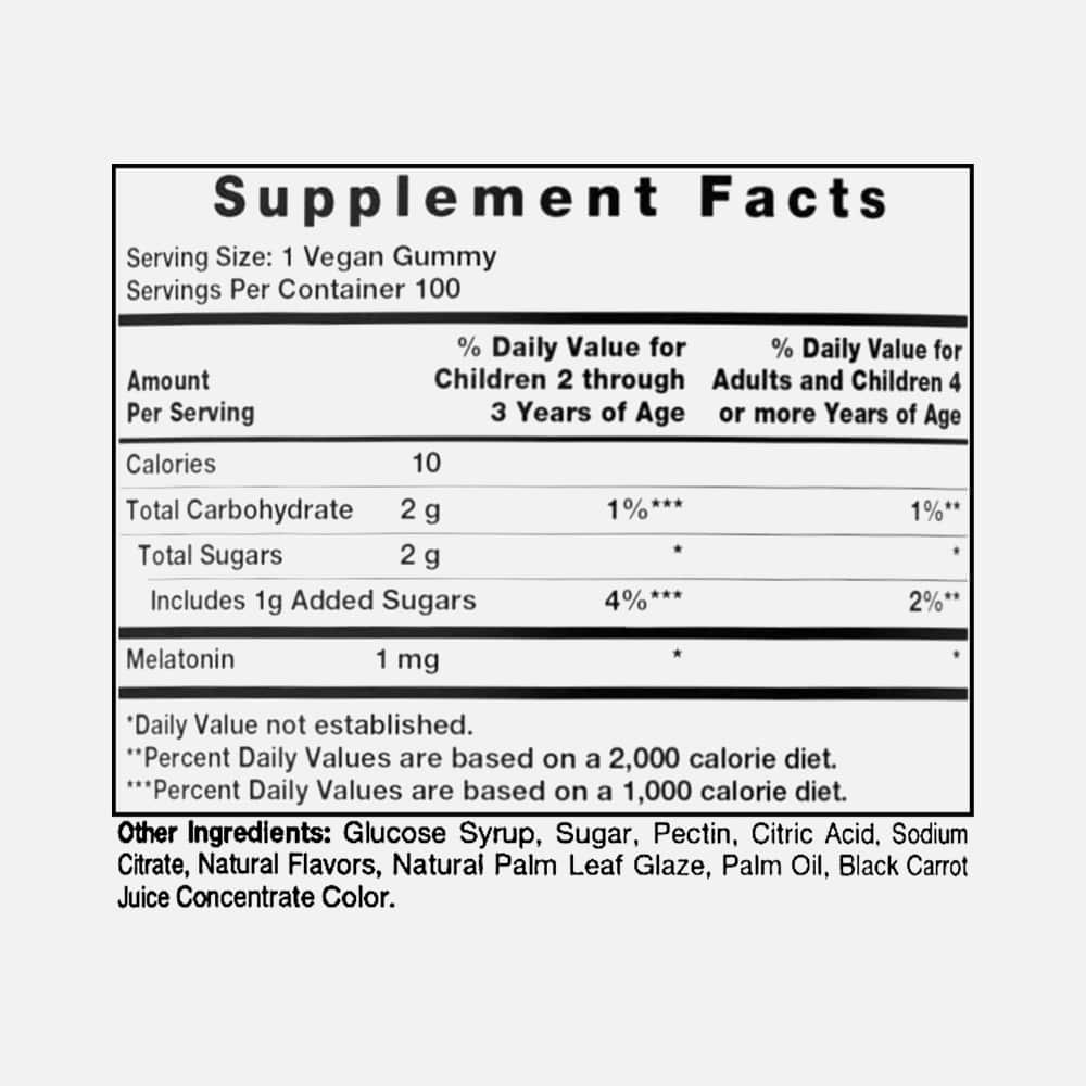 Kids Melatonin 1mg - 100 Fruit Flavor Gummies