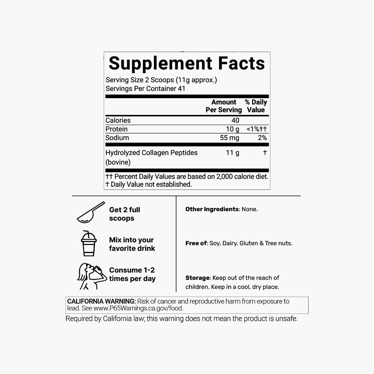 Bovine Collagen Peptides 11g - 41 Servings Powder