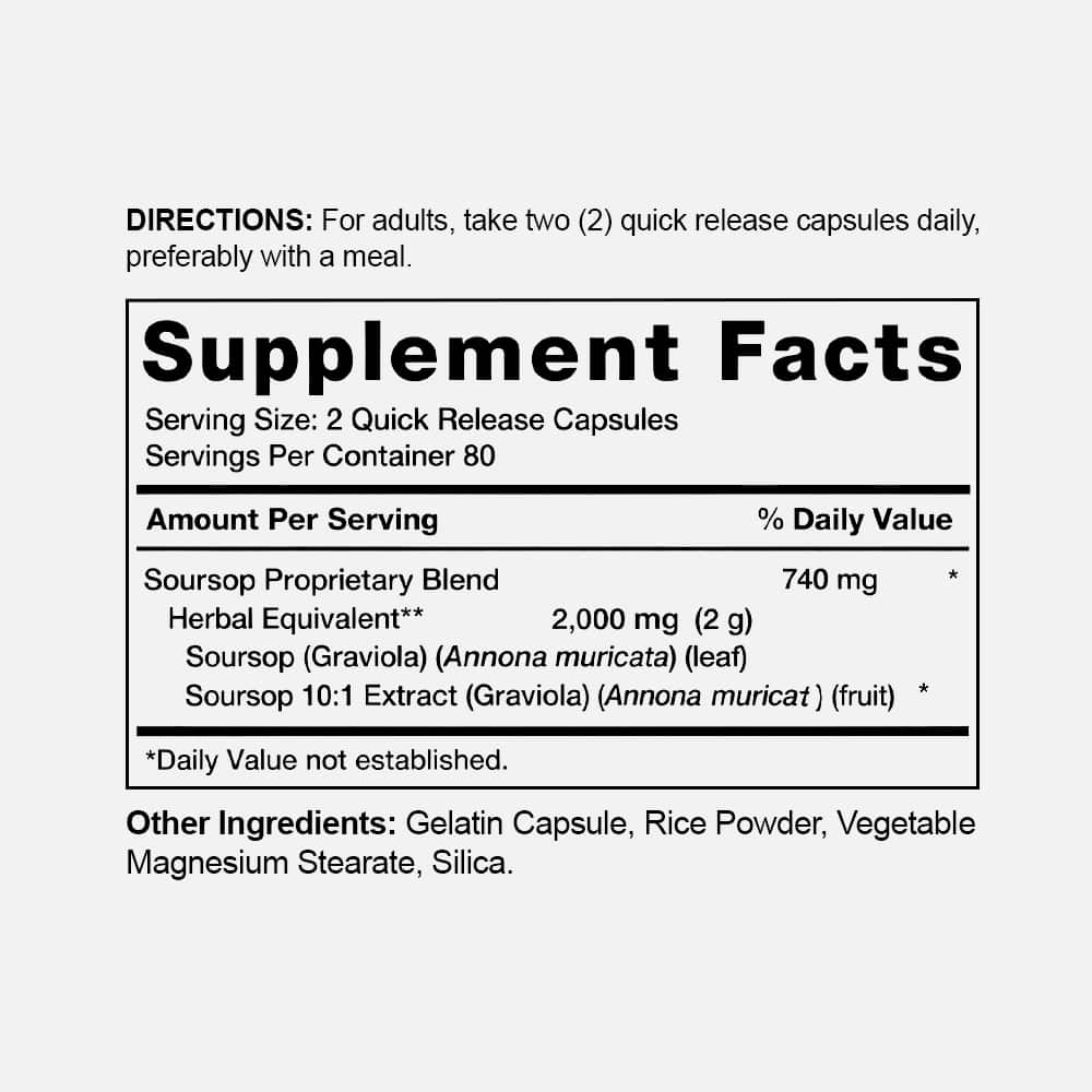 Soursop Leaves 2000mg - 160 Capsules