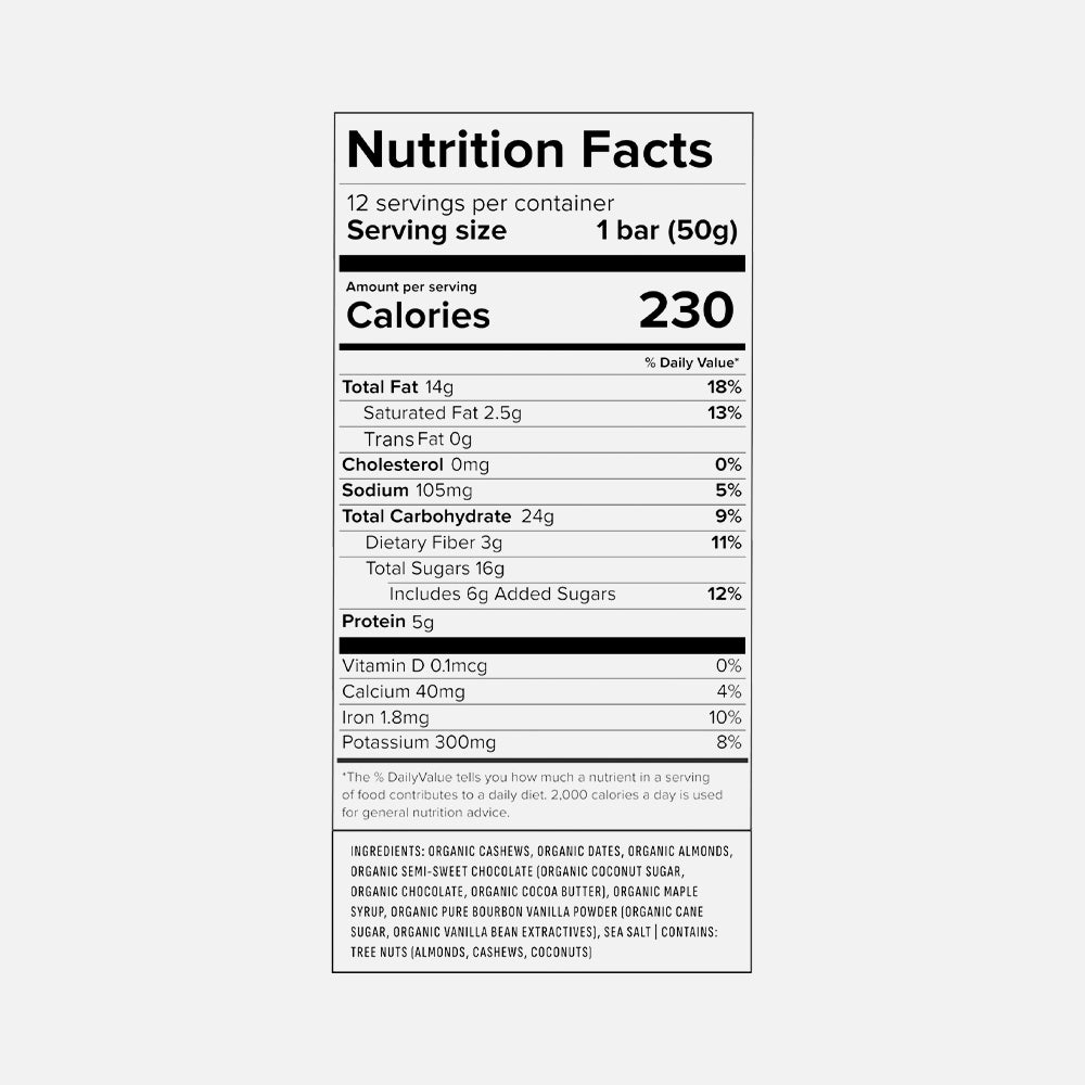 Truvani Organic Snack Bar 5g - 4 Chocolate Chip Bars
