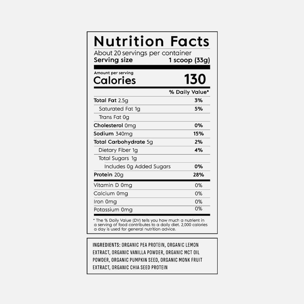 Vegan Pea Protein 20g - 20 Servings (Lemon Cookie Powder)