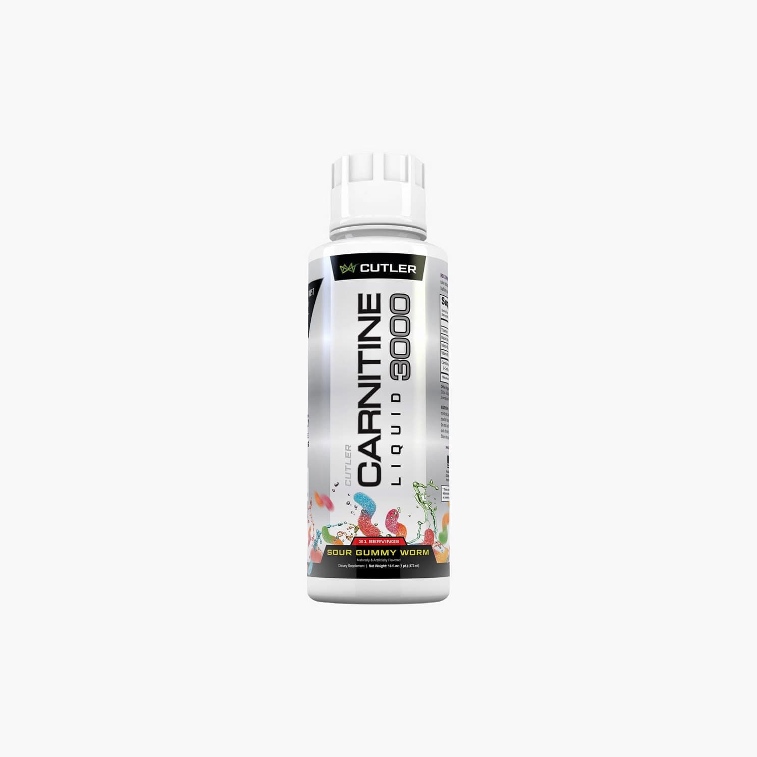 Cutler Nutrition - Liquid L-Carnitine 3000 (Sour Gummy Worm) - 16 fl oz / 31 Servings