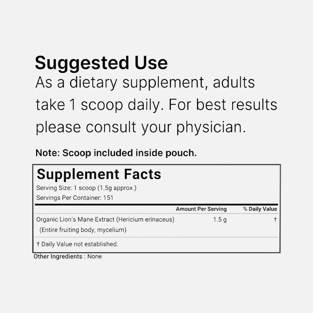 Organic Lion's Mane Powder 1500mg - 151 Servings