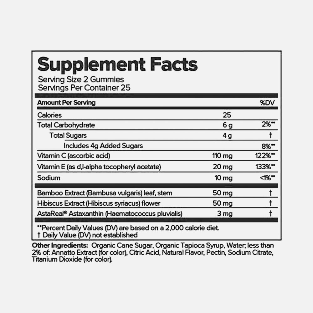 RETRO Glowing Skin, Astaxanthin Vitamin C & E Skin Formula - 50 Gummies