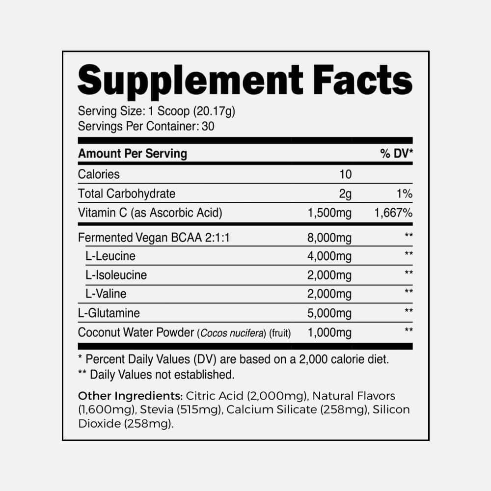BCAA Glutamine 8000mg Powder - Strawberry Lemonade