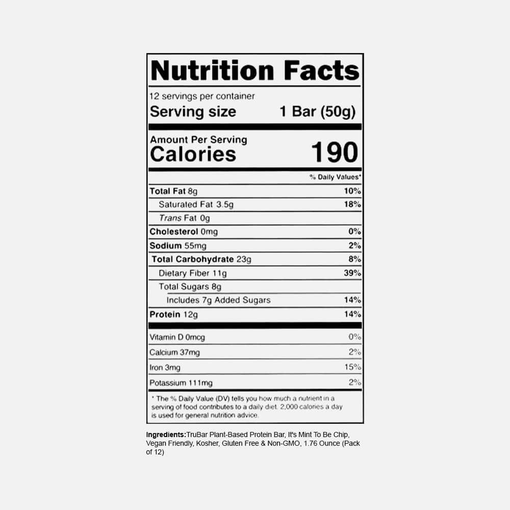 Plant-Based Protein Bar 1.76oz - 12 Bars (Mint To Be Chip)
