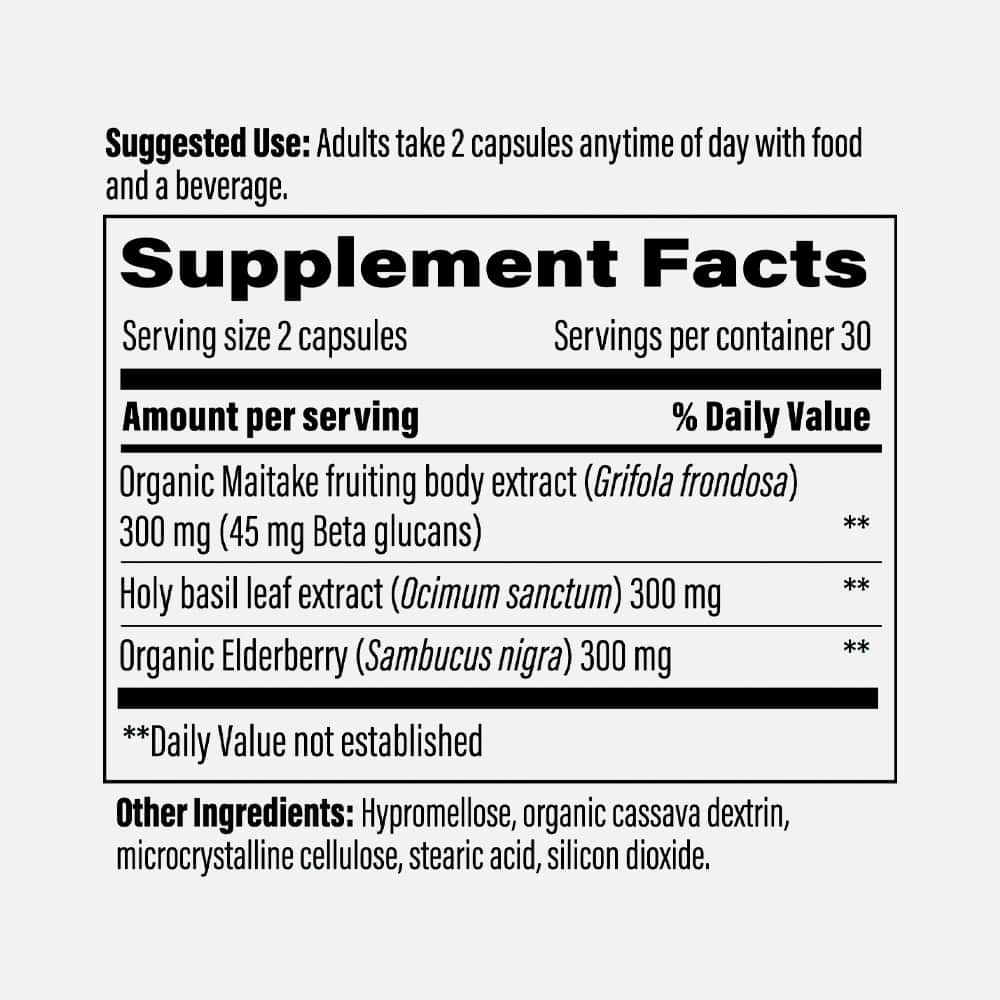 Maitake Mushroom 45mg Beta Glucans - 60 Vegan Capsules