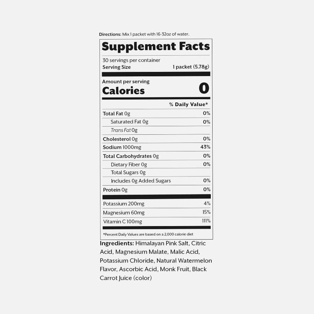Electrolytes Powder 30 Servings - Salted Watermelon Packets