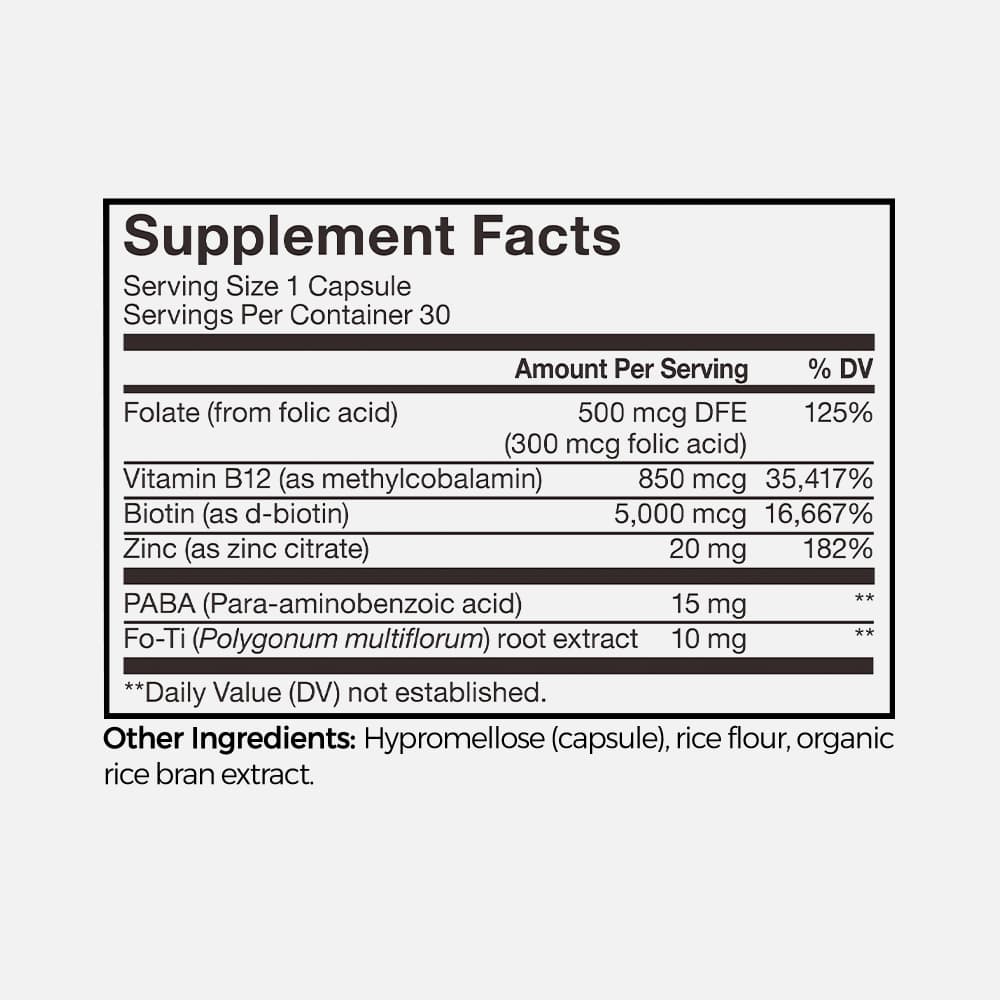 HUM Hair Strong Biotin & Zinc - 30 Vegan Capsules