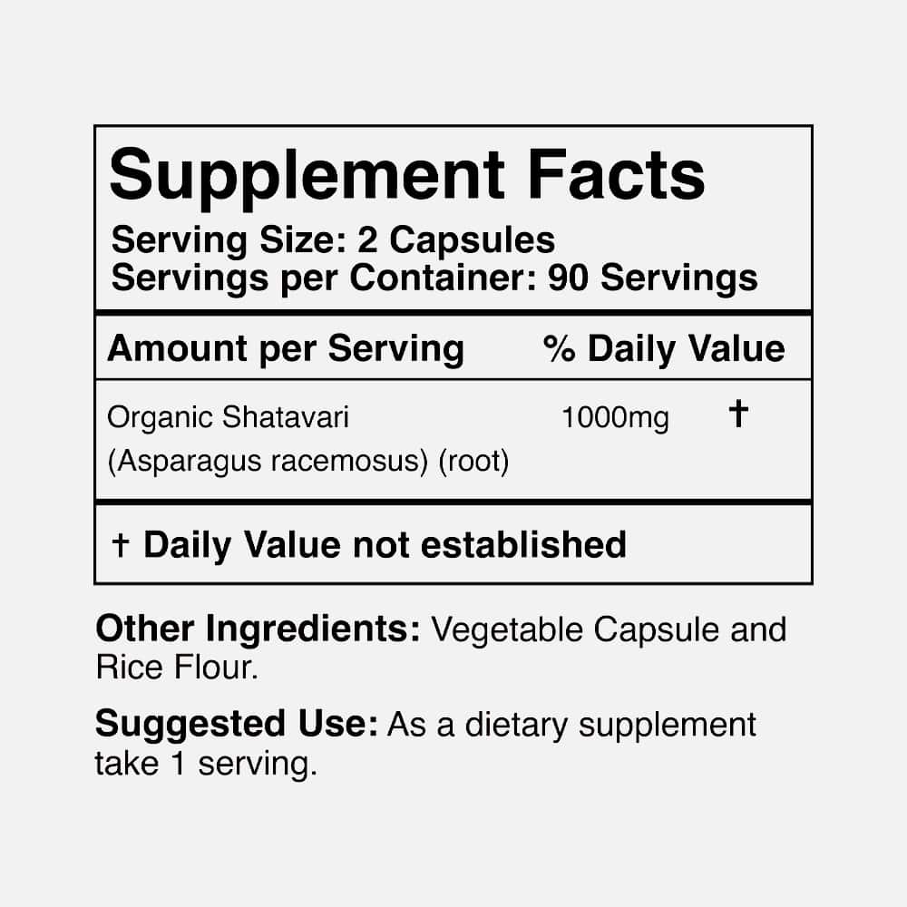 Organic Shatavari 1000mg - 180 Capsules
