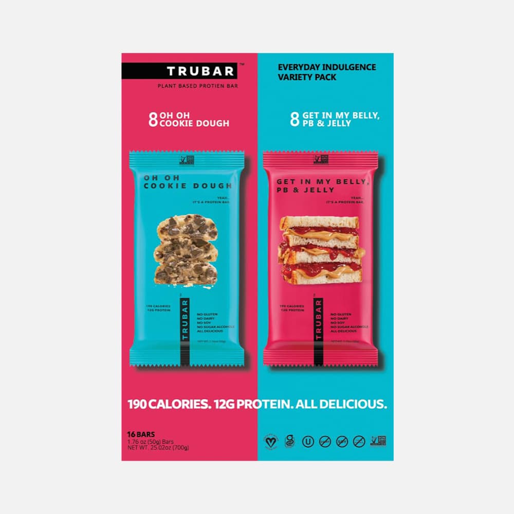 TRUBAR Vegan Protein Bar 12g - 16 Bars (Cookie Dough/PB&J)