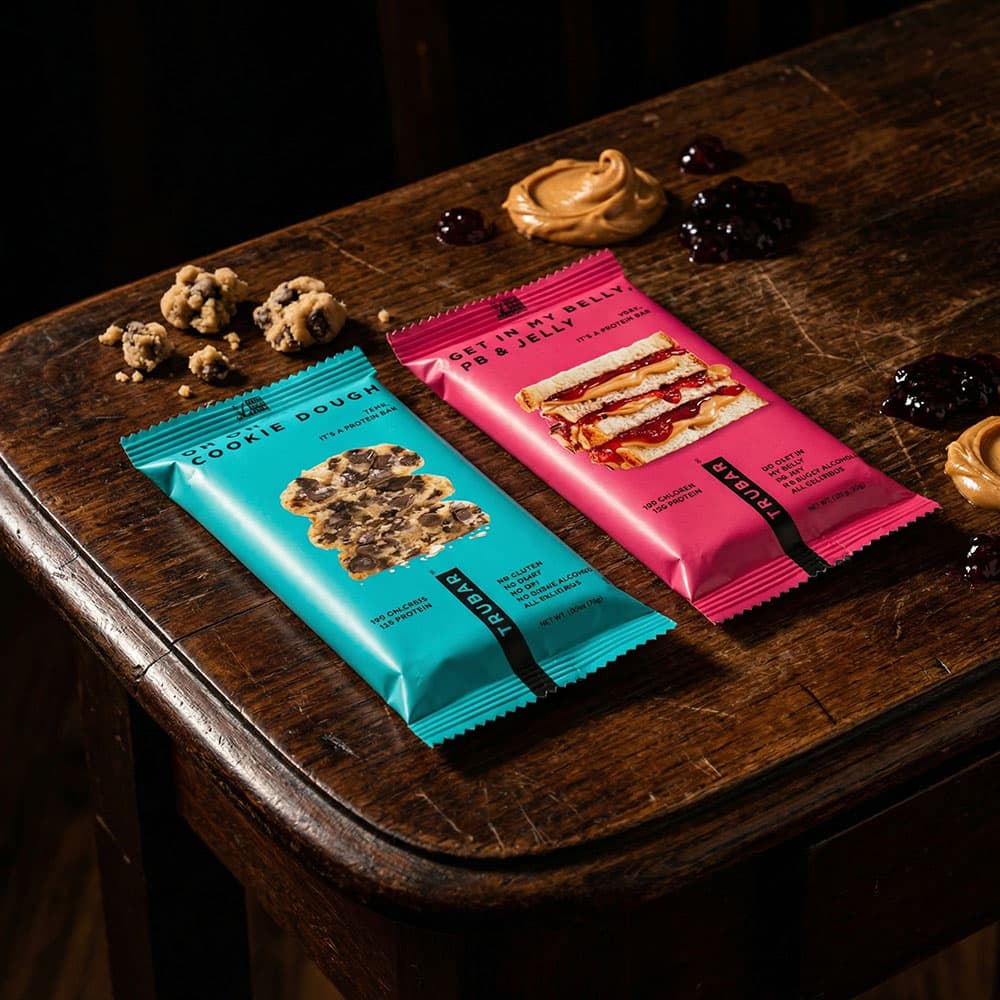 TRUBAR Vegan Protein Bar 12g - 16 Bars (Cookie Dough/PB&J)