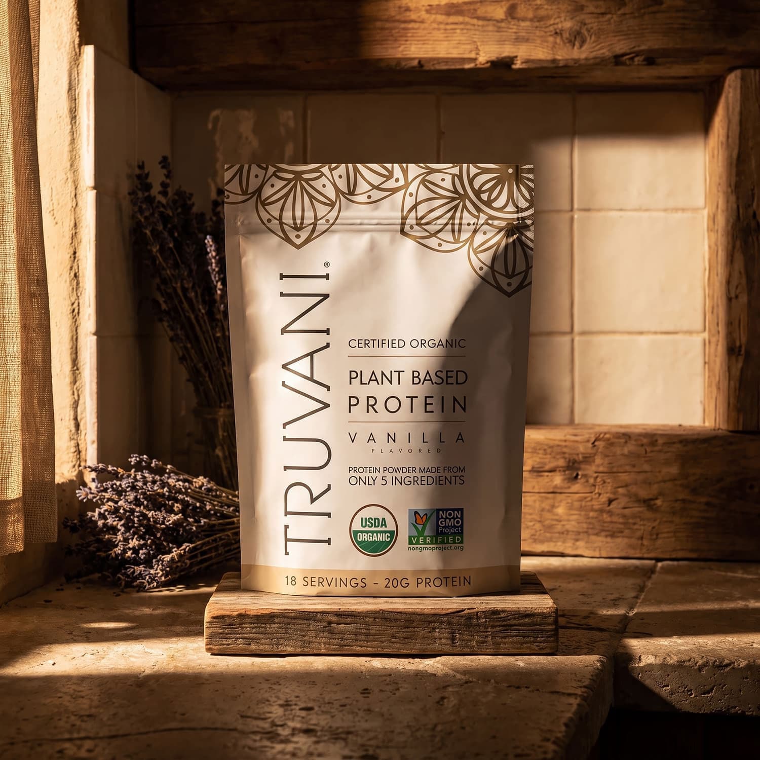 Truvani - Organic Plant-Based Protein Powder - Vanilla - 18 Servings