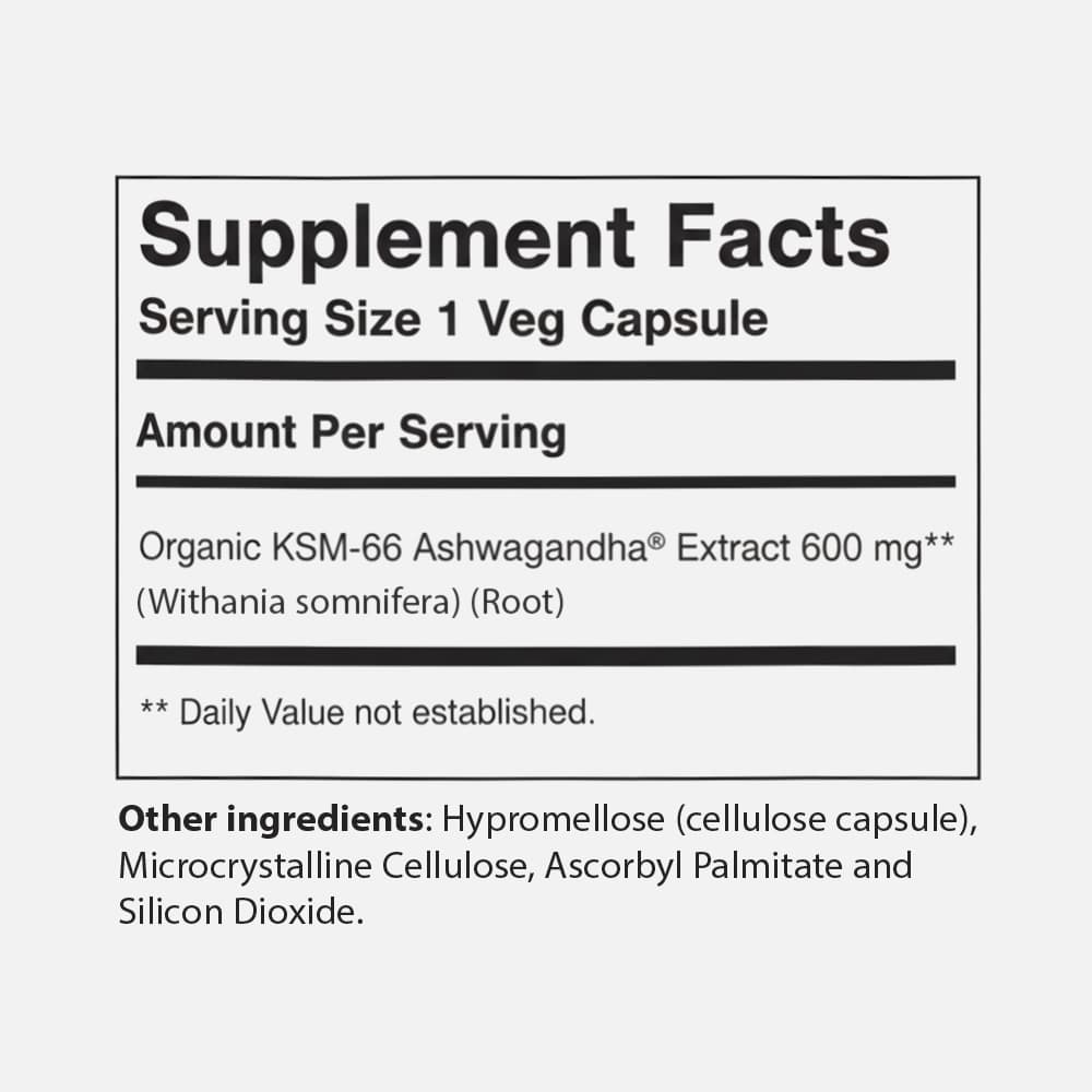 KSM-66 Ashwagandha 600mg - 90 Veg Capsules