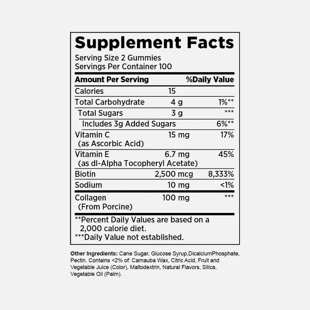 Hair, Skin & Nails Collagen 100mg - 200 Gummies