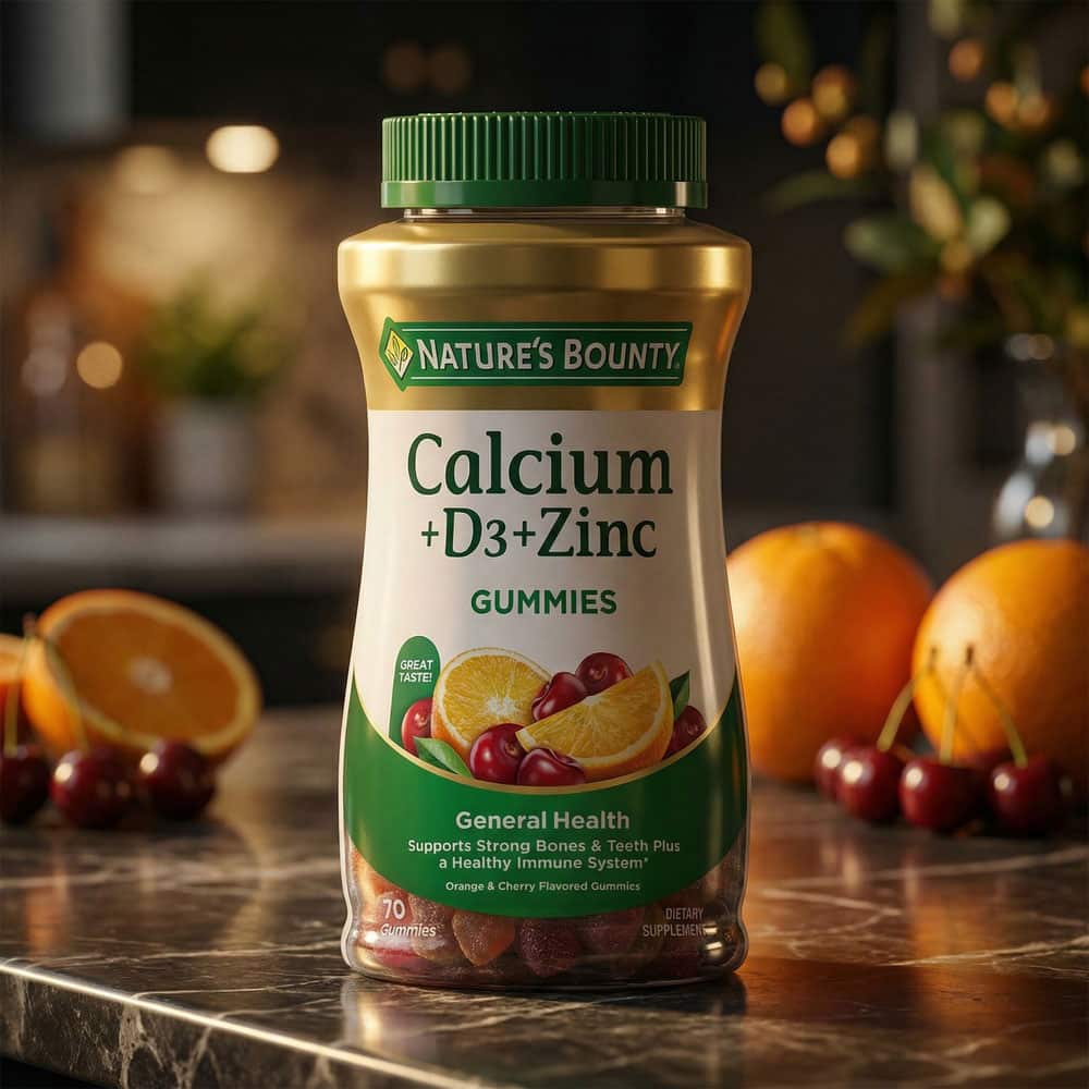 Calcium + D3 + Zinc 500mg - 70 Gummies (Orange & Cherry)