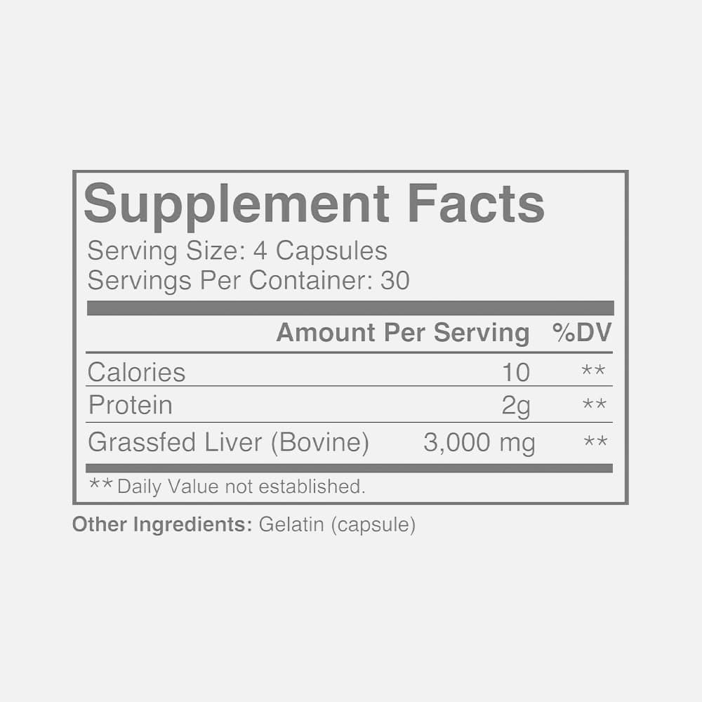 Grass-Fed Beef Liver 3000mg - 120 Mint Capsules