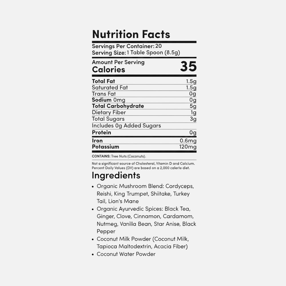 Mushroom Chai with 6 Adaptogenic Mushrooms - 20 Servings