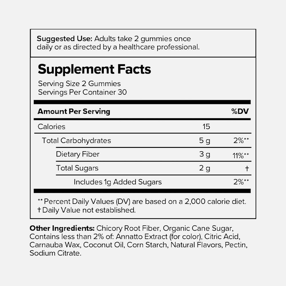 URO Women's Prebiotic, Chicory Root Inulin Fiber 3g - 60 Gummies