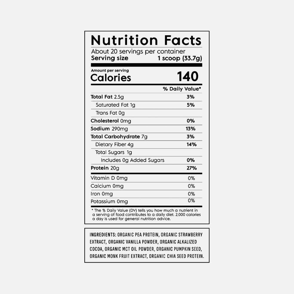 Vegan Pea Protein 20g - 20 Servings Powder (Chocolate Strawberry)