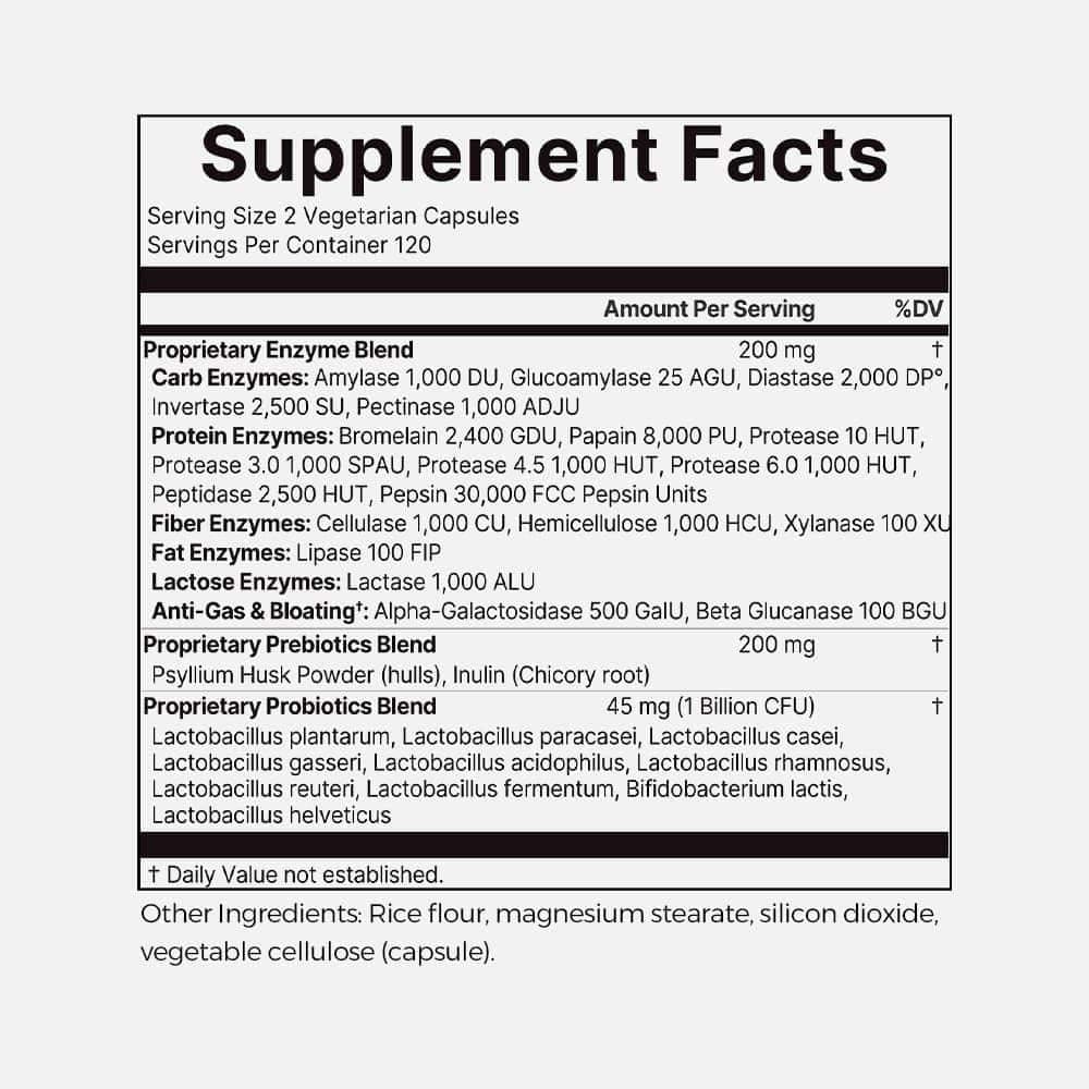 Super Enzymes with Pre & Probiotics 200mg - 240 Capsules
